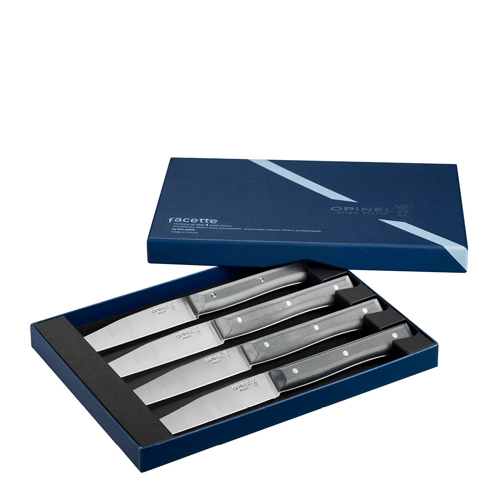 Opinel - Table Bois Facette Veitsi 4 kpl Harmaa