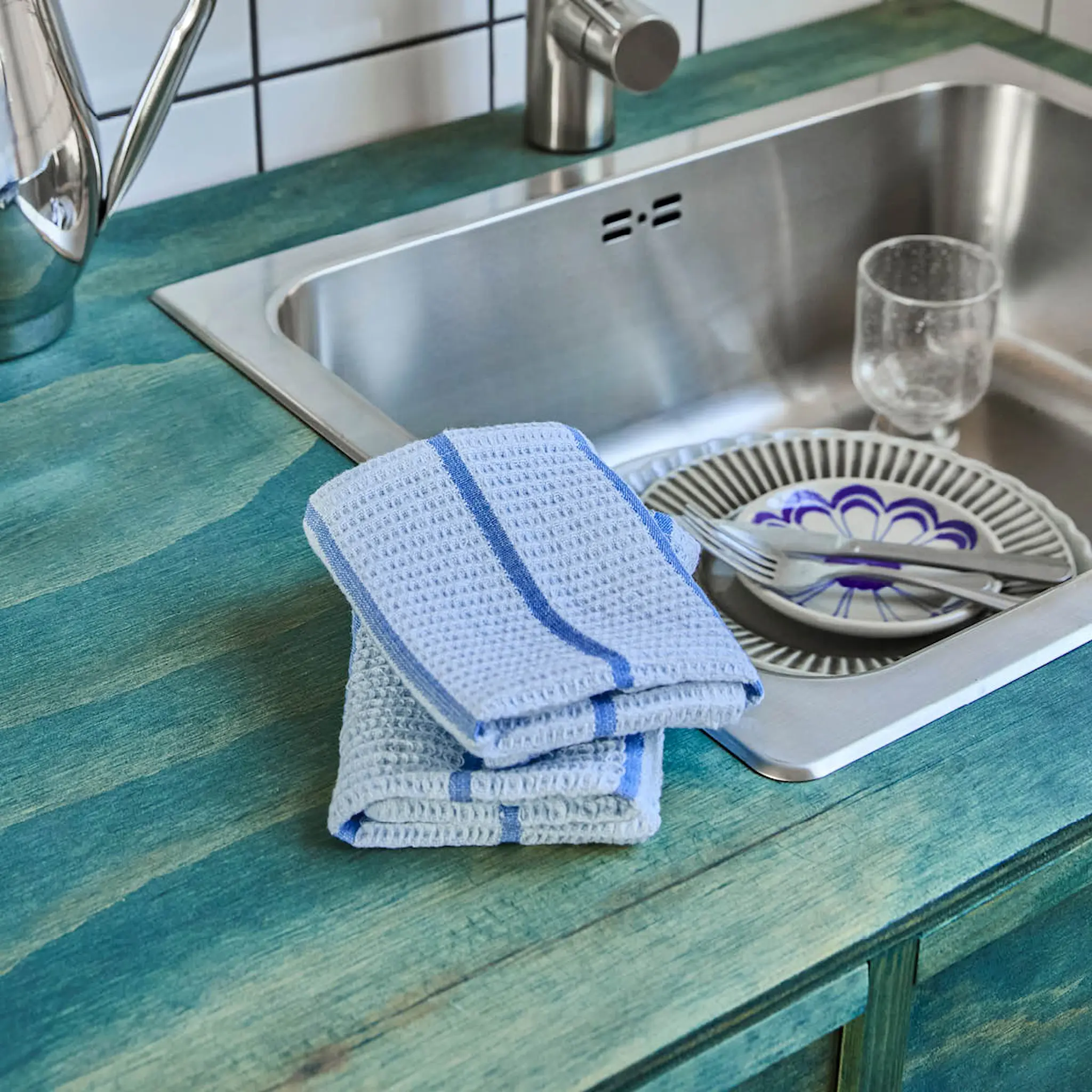 House Doctor Rena disktrasa i bomull 30x30 cm 2-pack blå