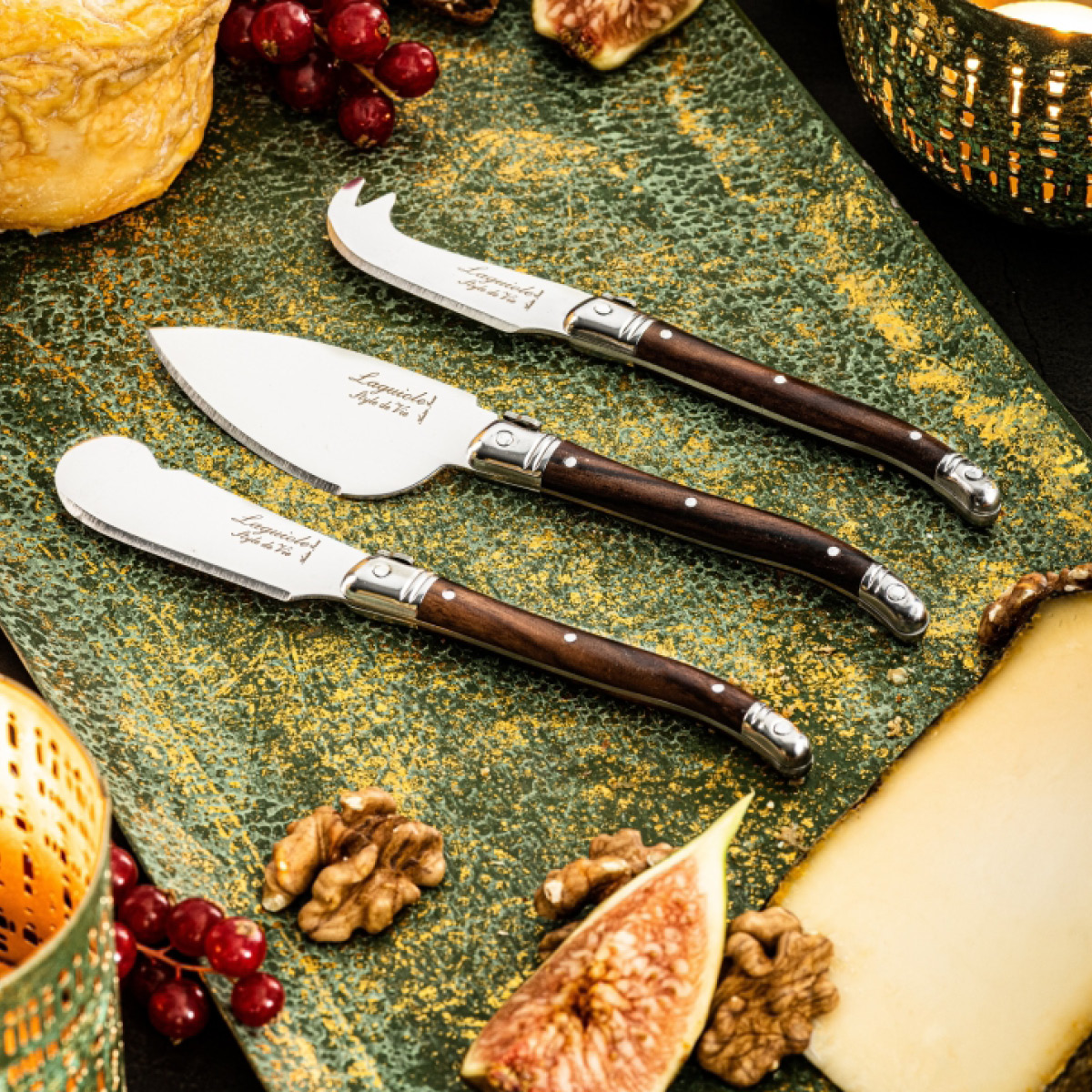 Laguiole Style de Vie Ostknivar 3 delar Dark wood