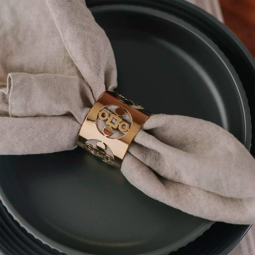 Hilke Anima Gemella Servettringar 5 cm 2-pack Mässing