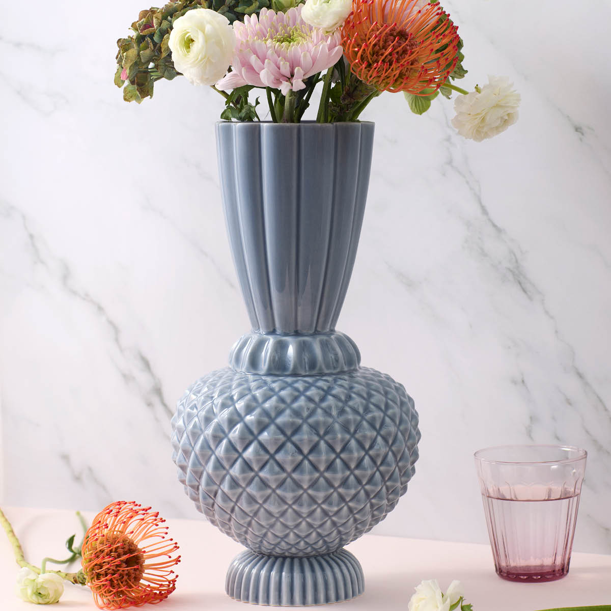 Dottir Samsurium Jumbobell vase 32,5 cm blå/grå