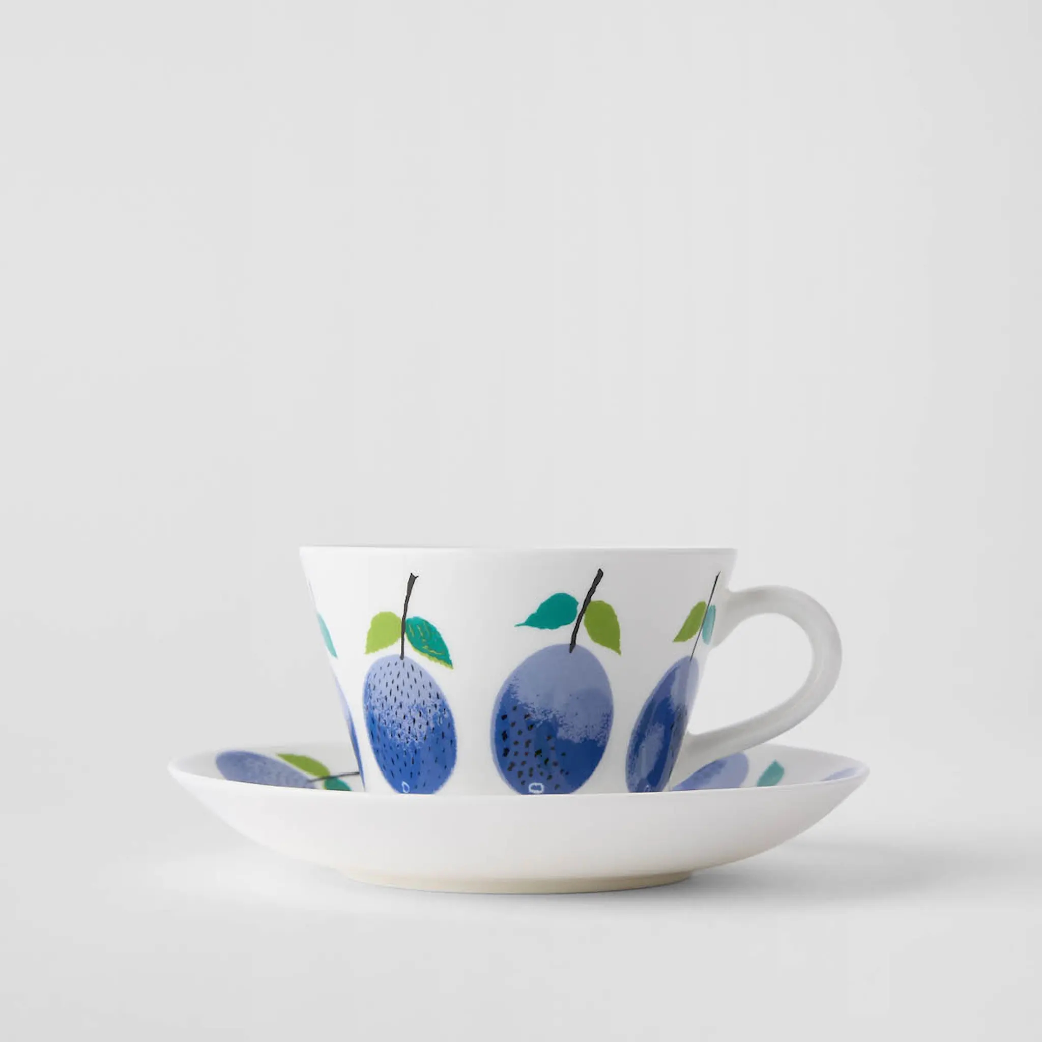 Gustafsberg Prunus konisk kaffekopp med fat 15 cl plommon