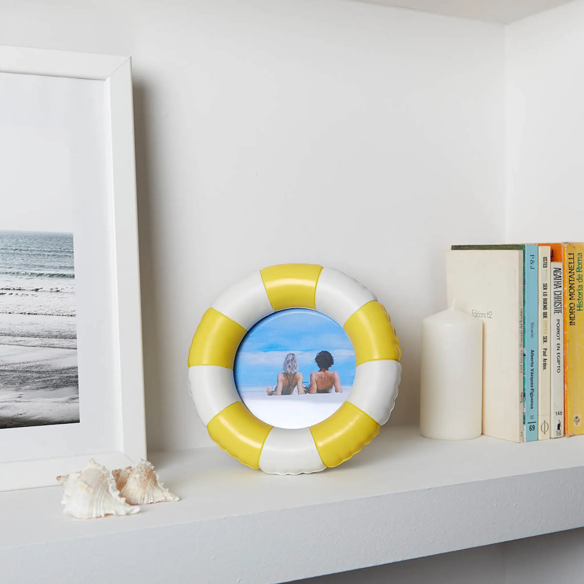 Balvi Floats fotoram 17,2 cm gul/vit