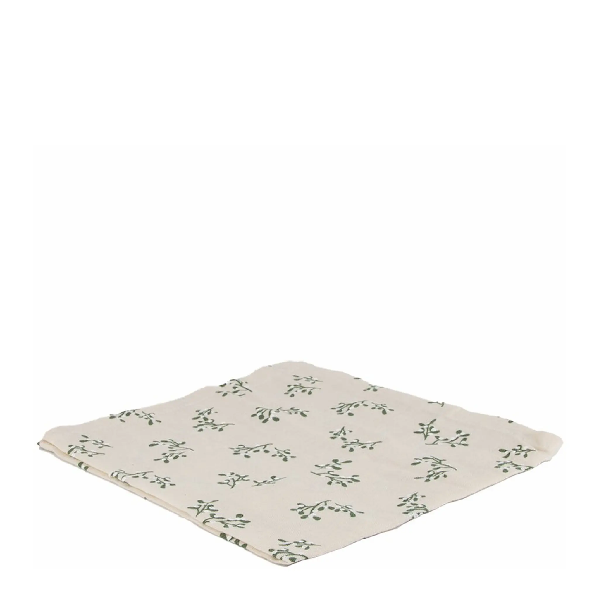 Holmen Adine tygservett med broderi 45x45 natur/grön