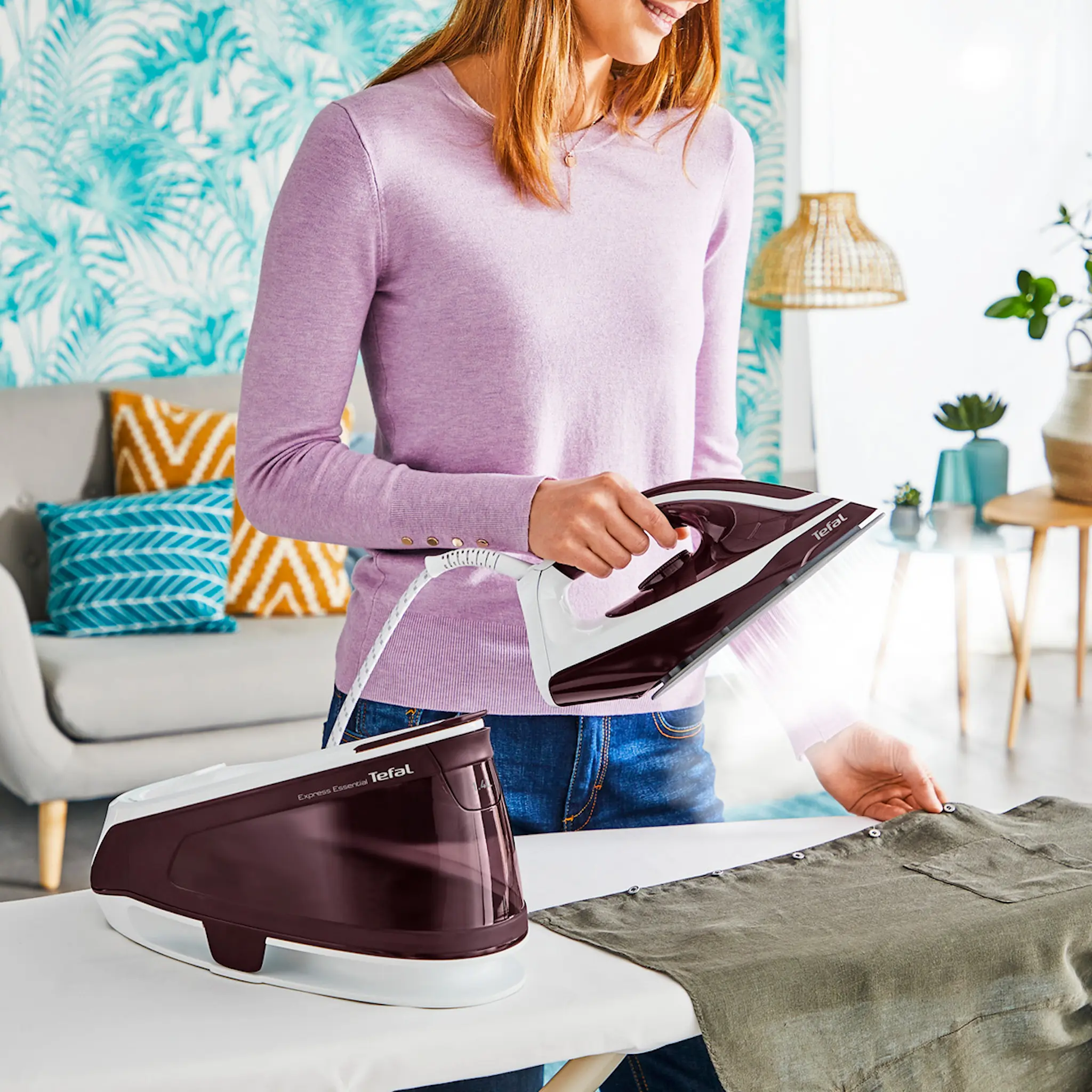 Tefal Express Essential Plus ångstation SV6120E0 lila/vit