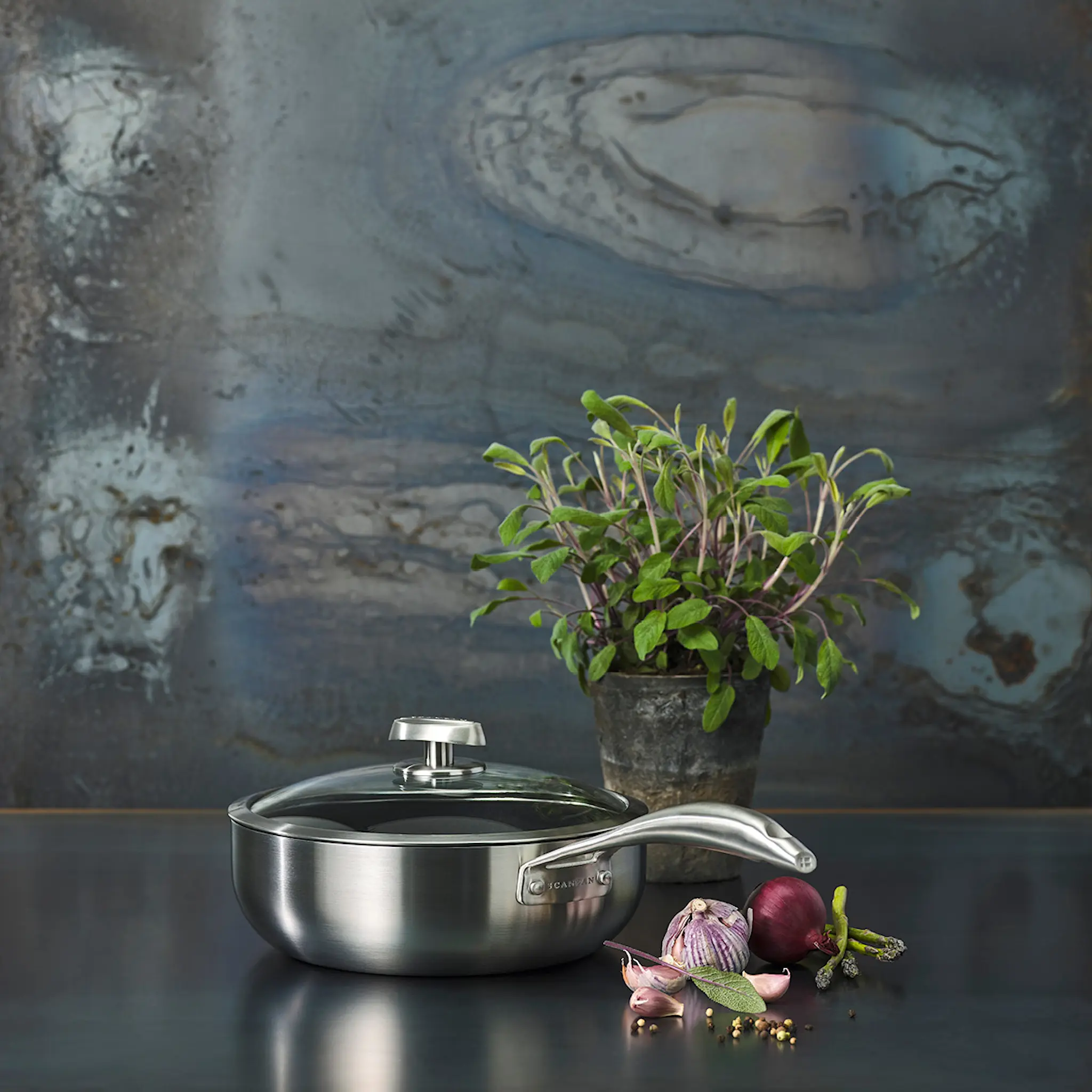 Scanpan CS+ traktörpanna djup med lock 26 cm stål