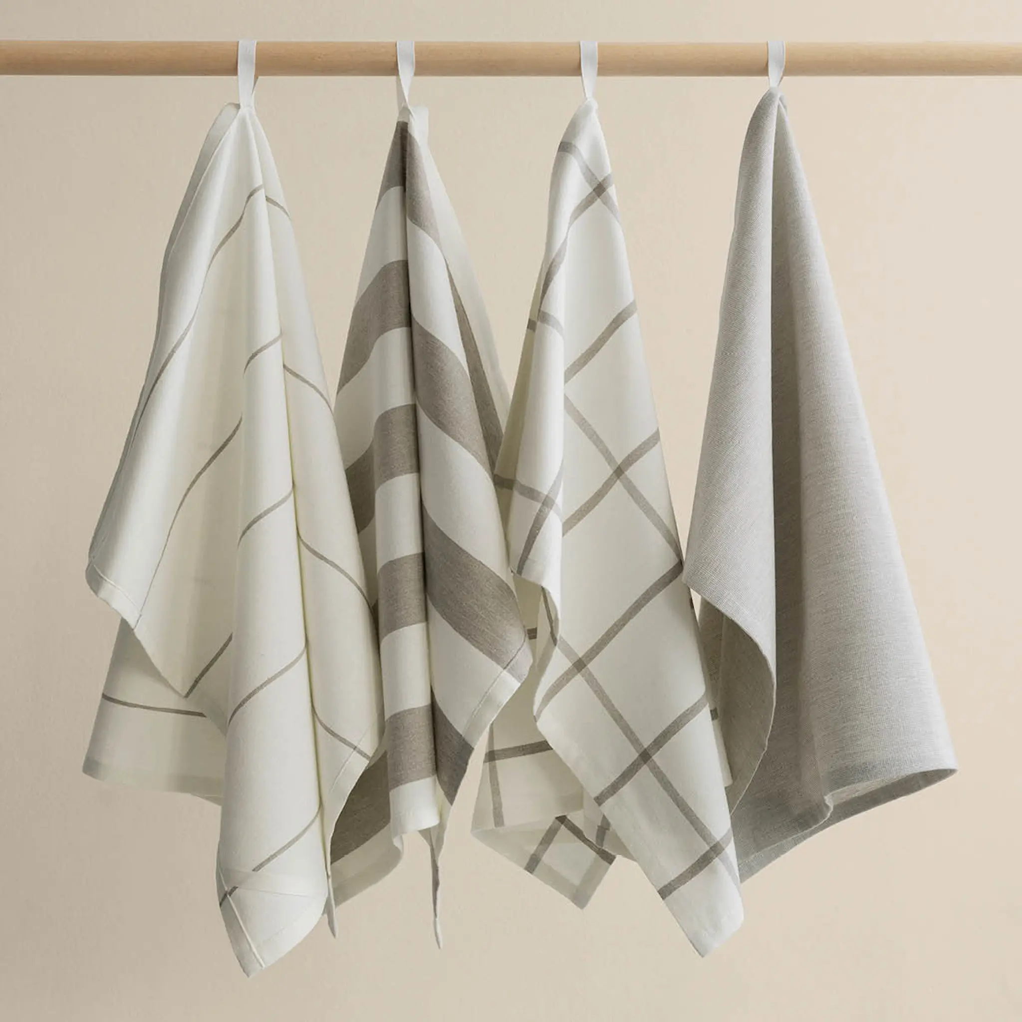 Blomus Taulo kökshandduk 70x50 cm 2-pack vit/beige rutig