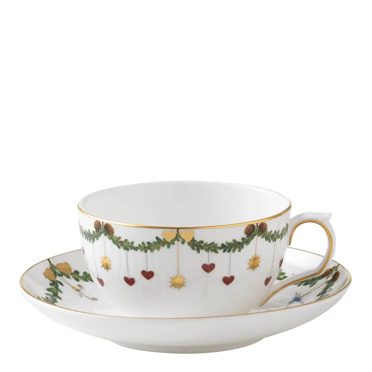 Royal Copenhagen Star Fluted Christmas Tekopp med fat 32 cl