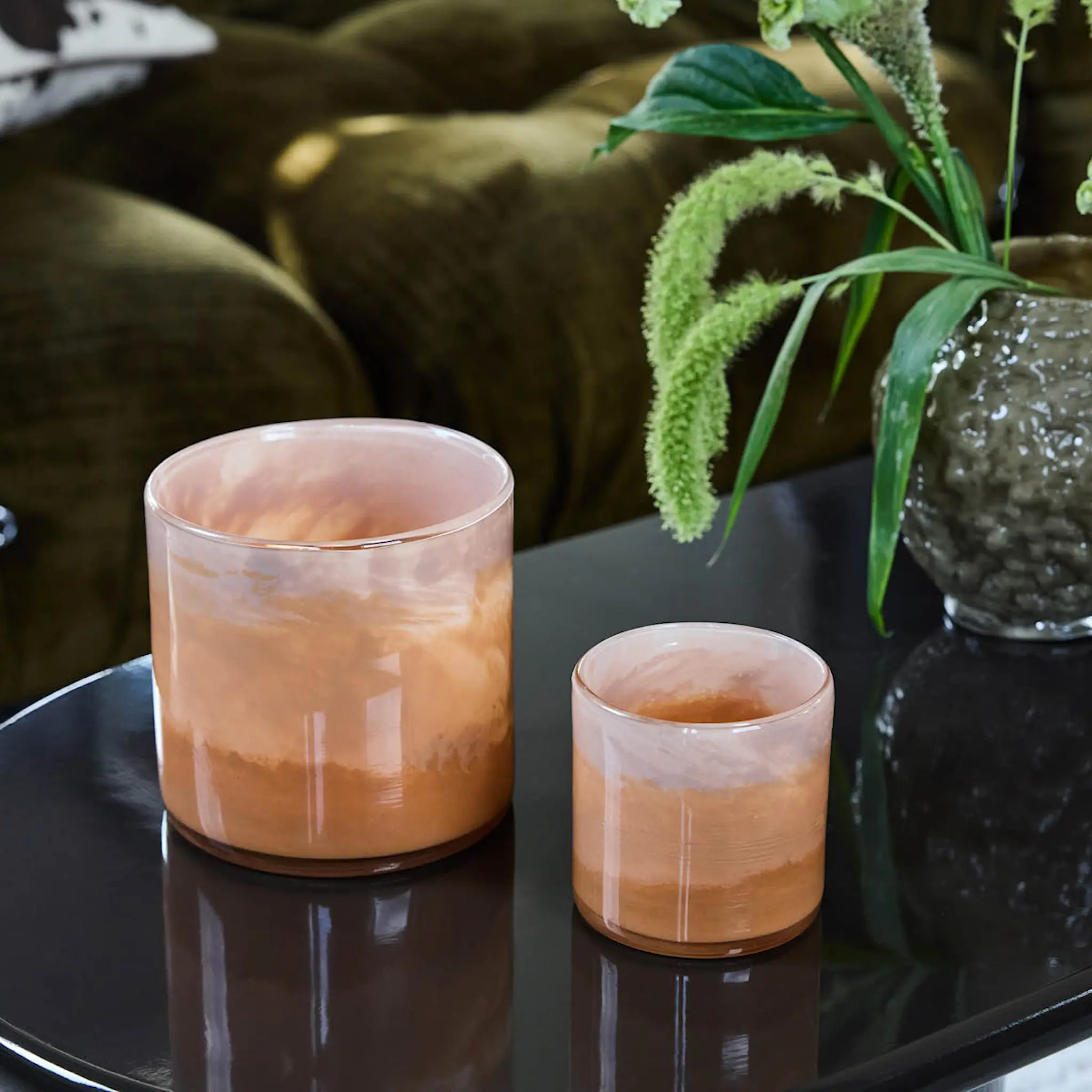 ByOn Calore ljuslykta M 15 cm aprikos