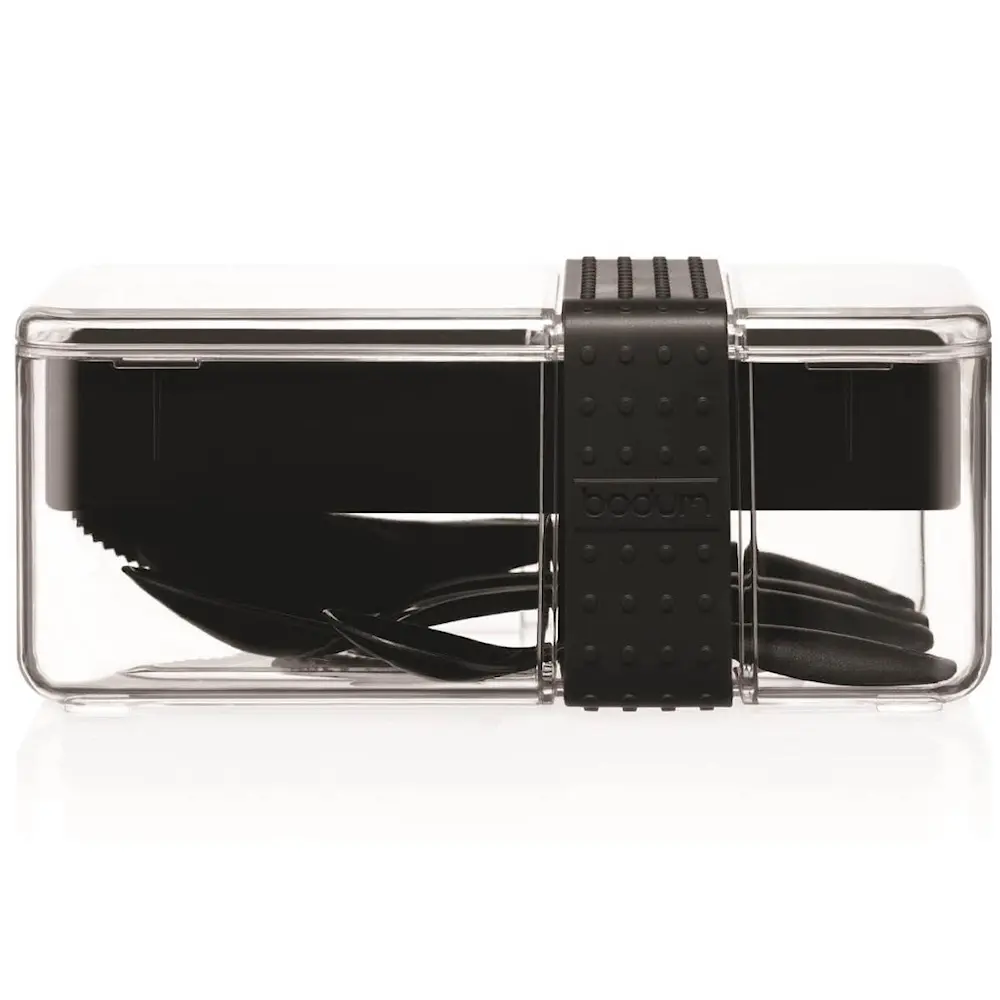 Bistro matboks med bestikk svart