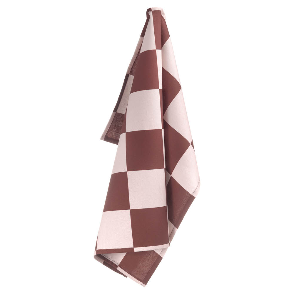 Muurla Checks & Stripes kjøkkenhåndkle 50x65 cm brun/rosa