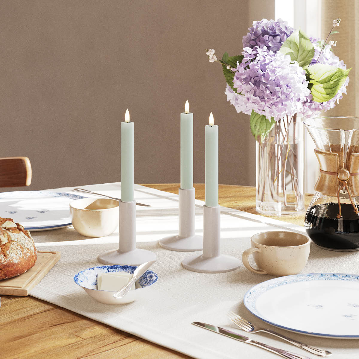 DeluxeHomeart LED kronelys 2,2 x 24 cm 2 stk salvie grønn