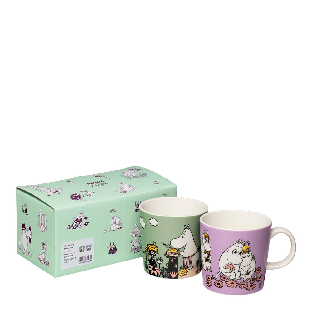 Moomin Arabia - Muumimuki 30 cl 2 kpl Sydänkäpyset ja Hellyys