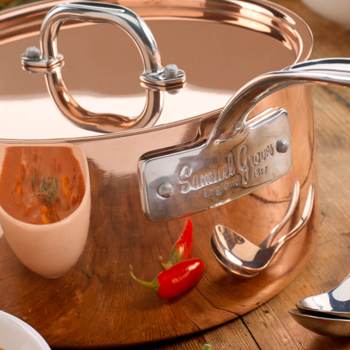 Samuel Groves Copper Induction kasserolle med lokk 1,5L