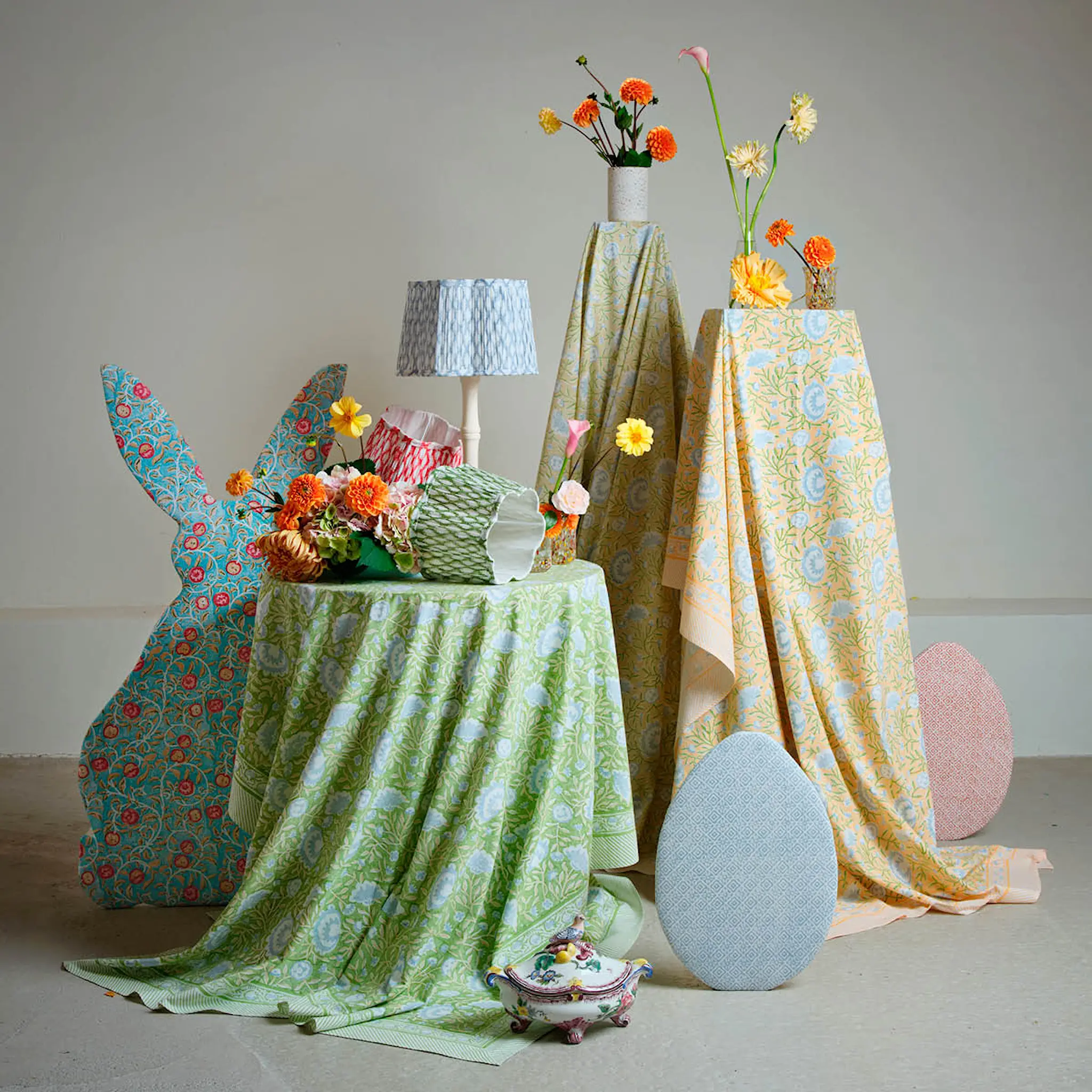 Chamois Mathilde duk 170x270 cm orange/blå/grön