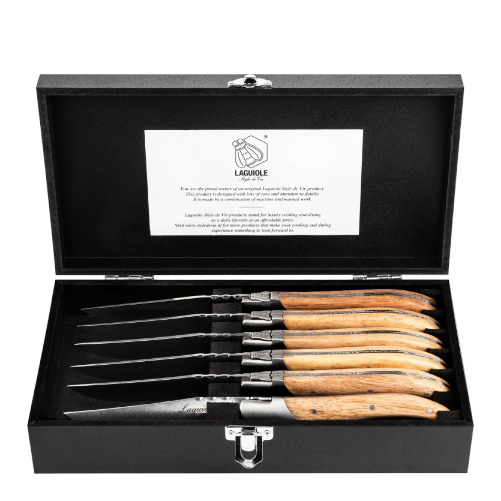 Laguiole Style de Vie - Laguiole Pihviveitsi 6 kpl Tammi