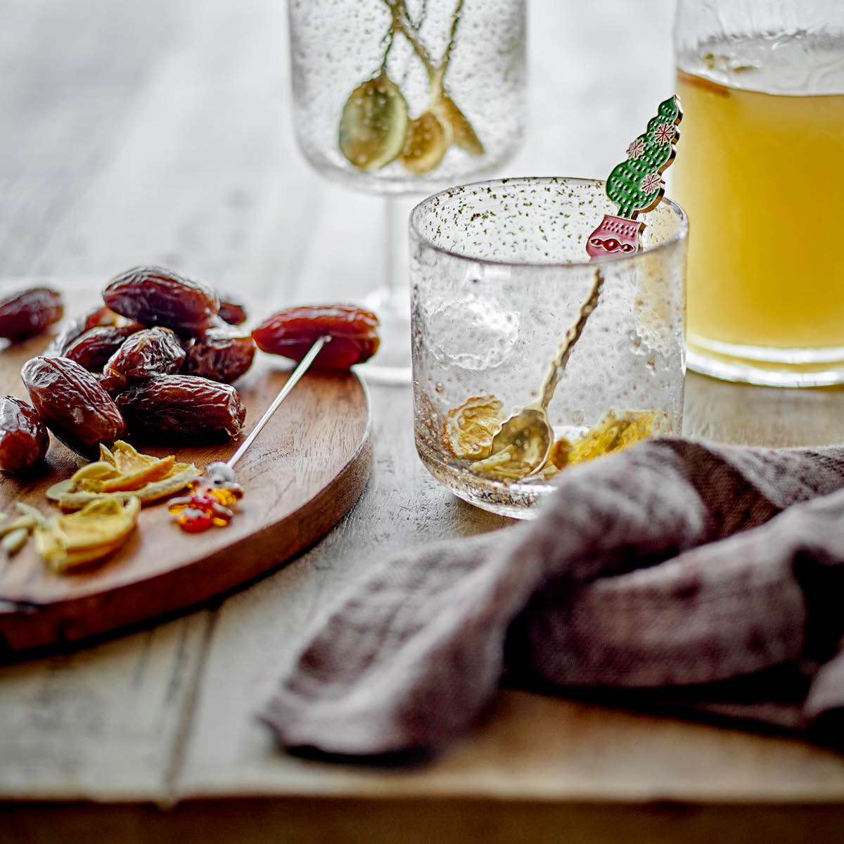 Bloomingville Feliz Cocktailgaffel i glass 4 stk 12 cm julemotiv