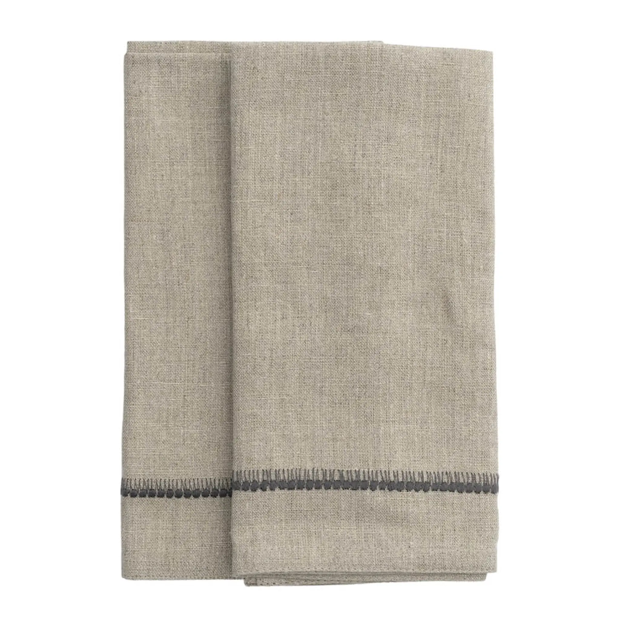 Chamois Servett linne broderad 50x50 cm 2-pack grå