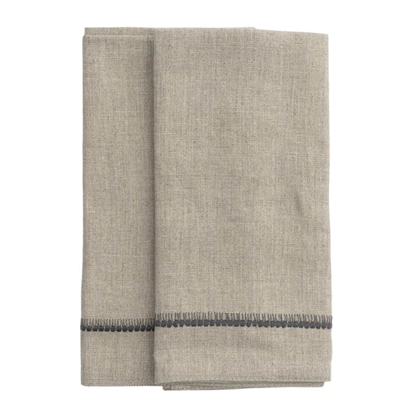 Servett linne broderad 50x50 cm 2-pack grå