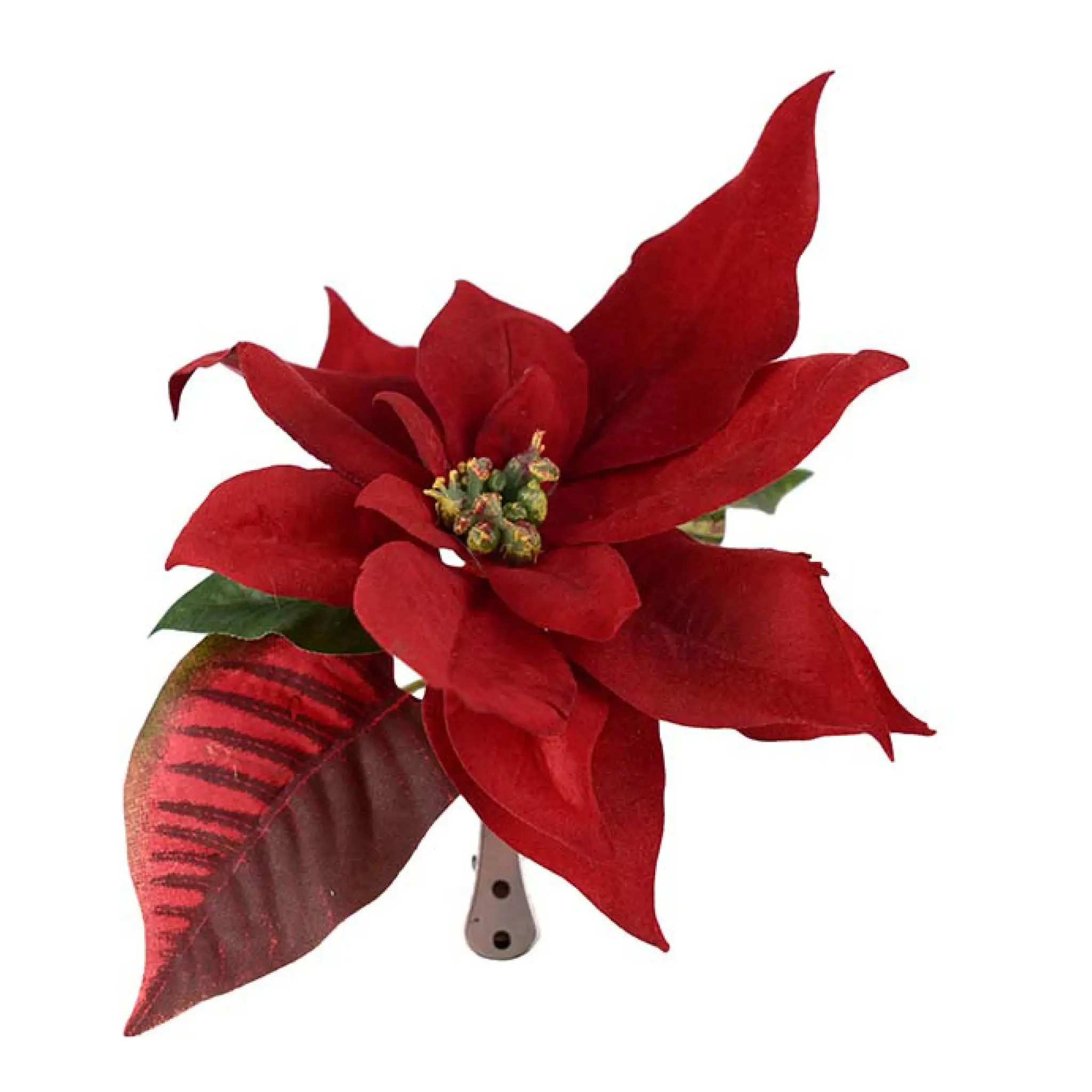 Mr Plant Julestjerne kunstig snittblomst med klips 6 cm rød