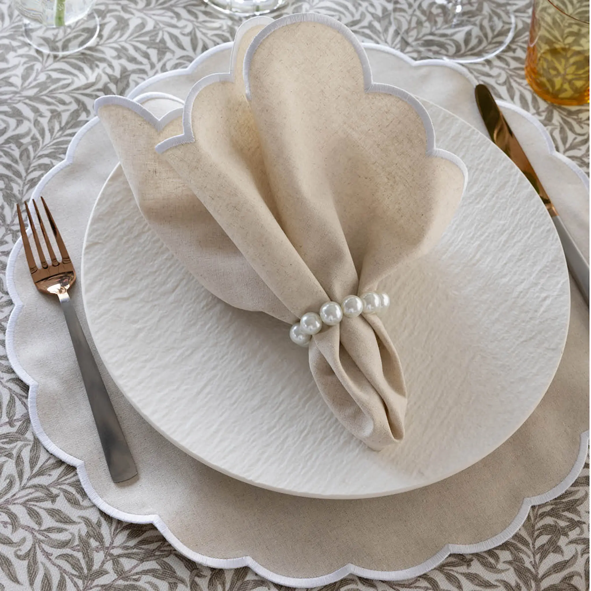 Von Norten Grace Scallop Pöytätabletti 42 cm 2 kpl Santorini