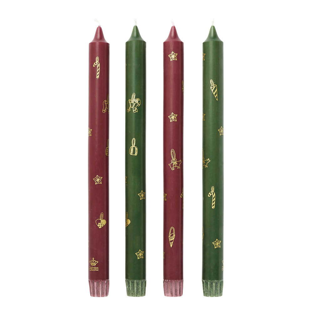 Royal Copenhagen - Star Fluted Christmas kynttilä 28 cm 4 kpl punainen/vihreä