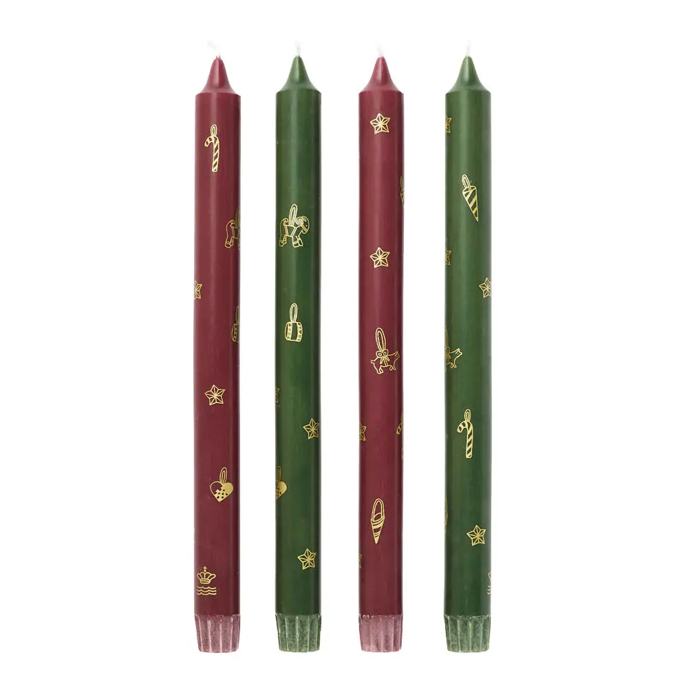 Star Fluted Christmas kynttilä 28 cm 4 kpl punainen/vihreä