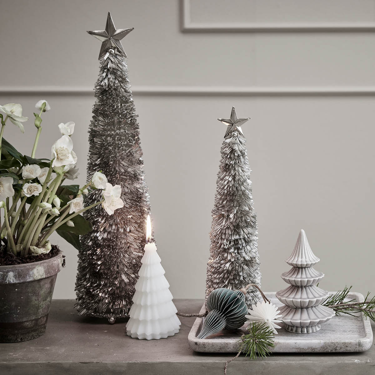 Lene Bjerre Serafina juledekorasjon tre 19,5 cm antikk sølv