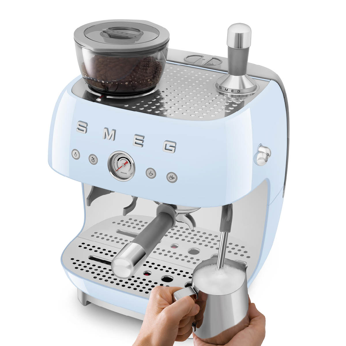 Smeg Smeg manuell espressomaskin med kvarn EGF03 pastellblå