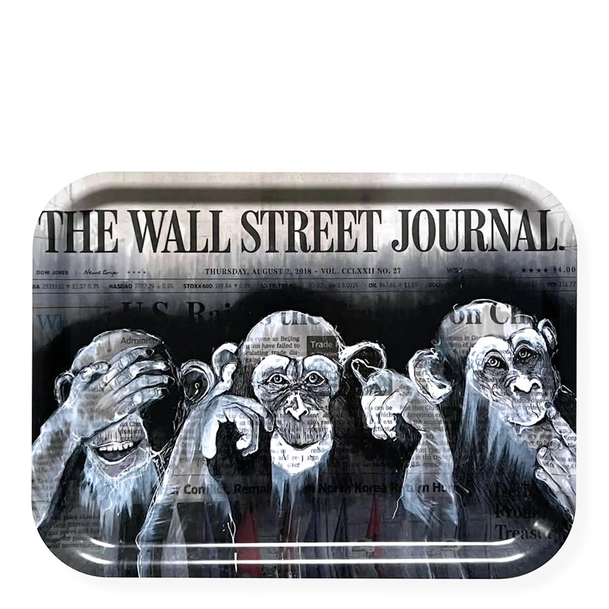 LISA TÖRNER ART Bricka The Three Wise Monkeys 28x36 cm Svart