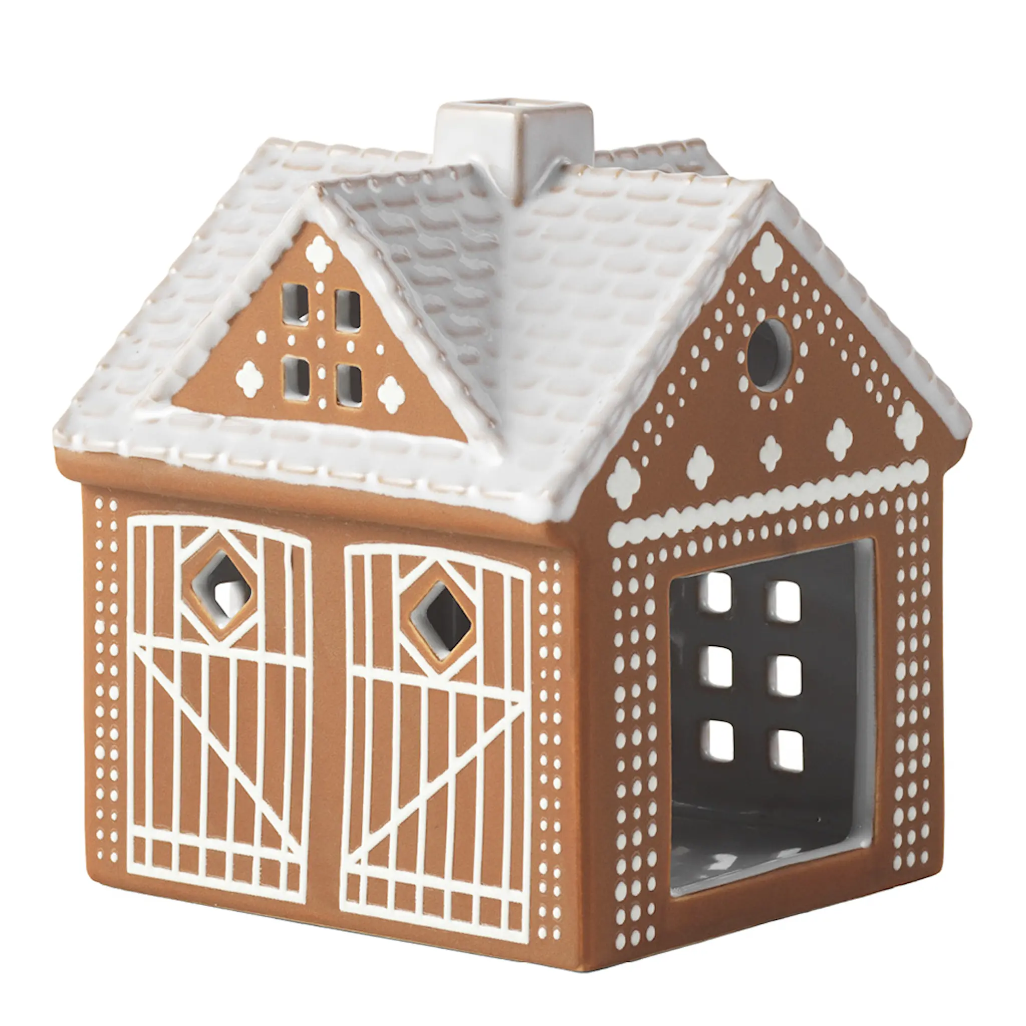 Kähler Pepparkakshus ljuslykta julstall 11,5 cm brun