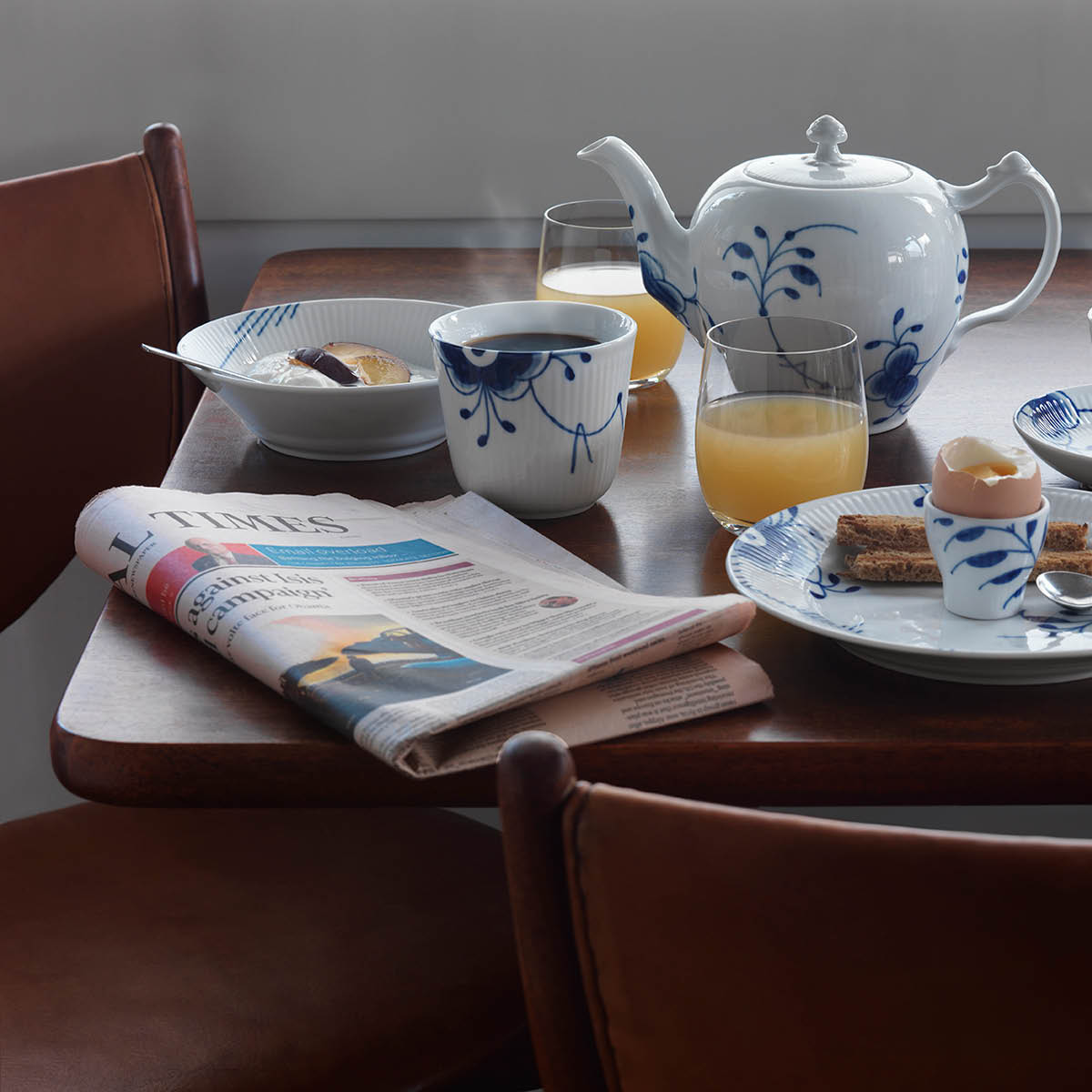 Royal Copenhagen Blå Mega Riflet dyp tallerken 17 cm