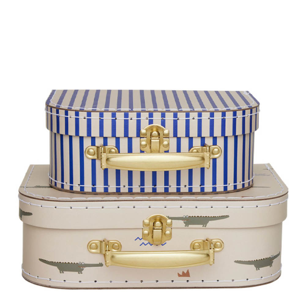 OYOY - Mini Krokodil & Randig Matkalaukku 25,5x18 cm 2 kpl Beige
