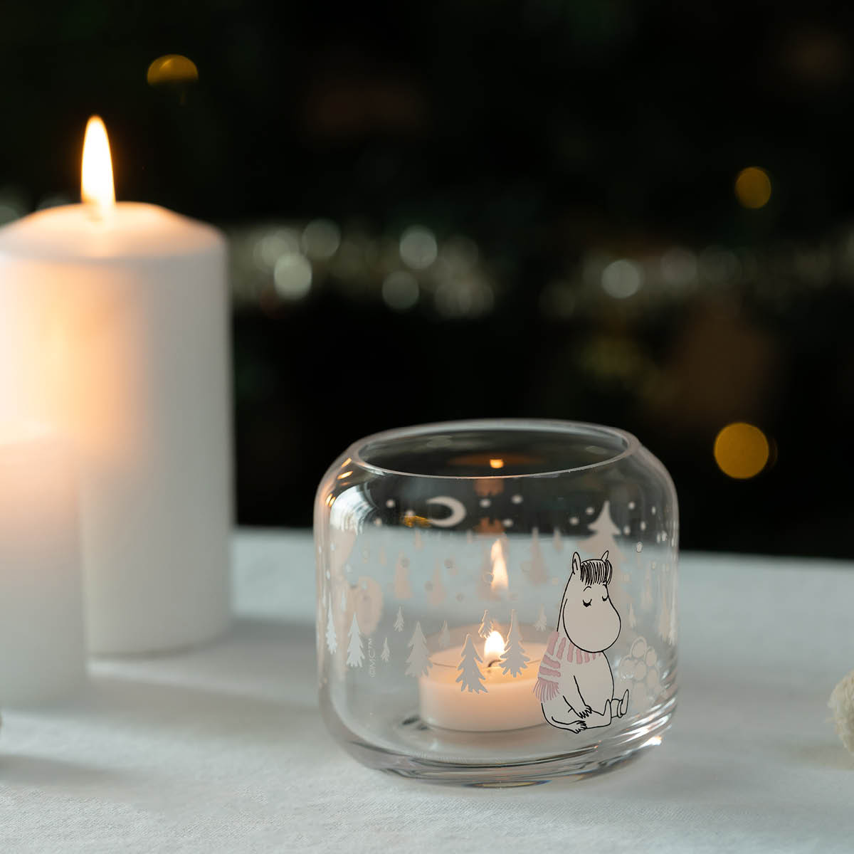 Muurla Mumin ljuslykta / vas 8 cm Snöfall klar