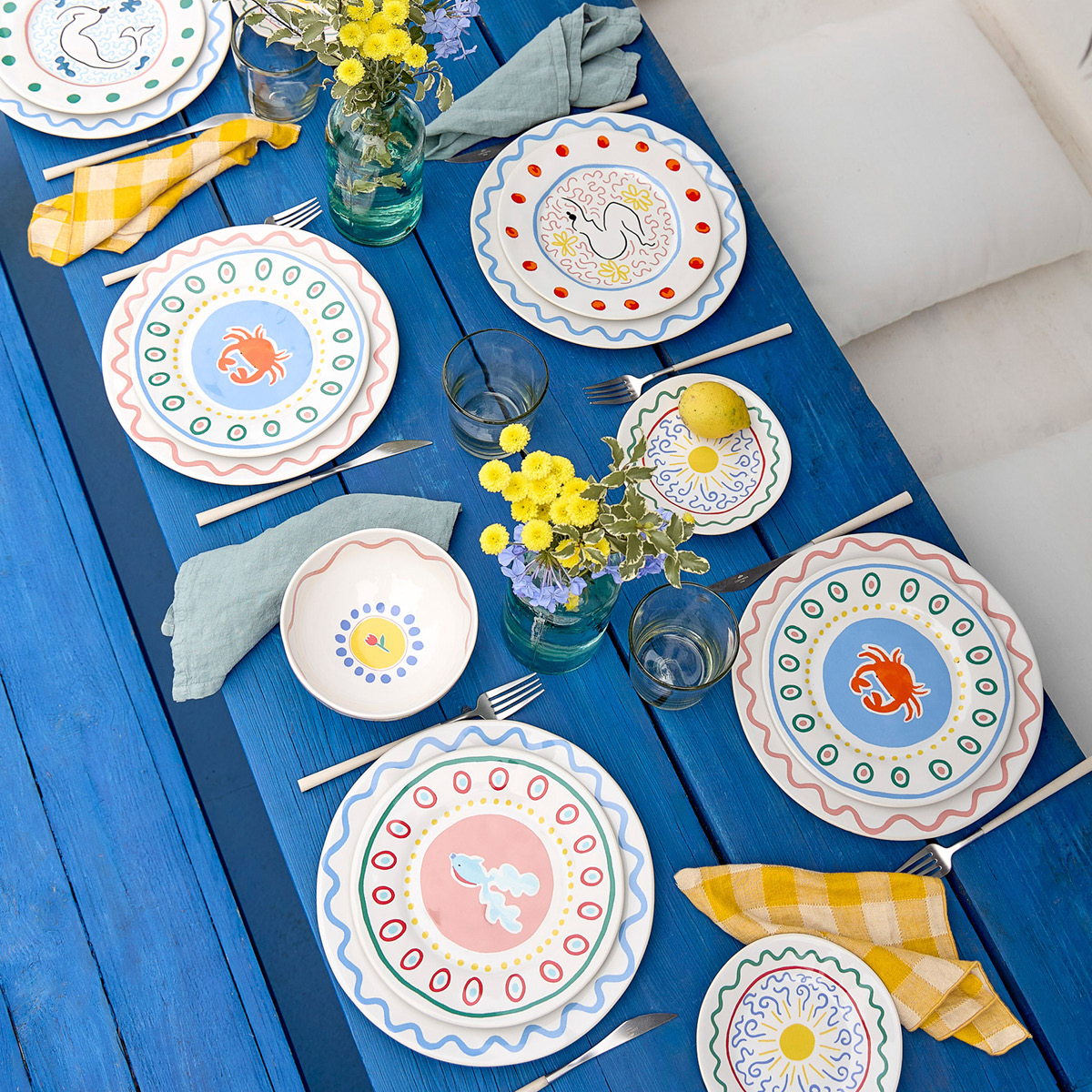 Costa Nova Bliss tallerken flat 22 cm fisk multi