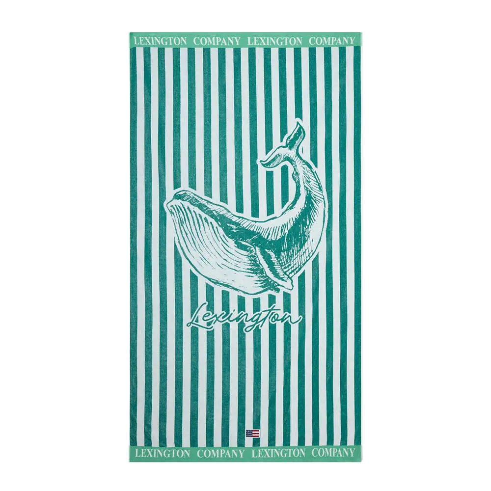 Strandhåndkle 180x100 cm velur/frotté grønn/hvit