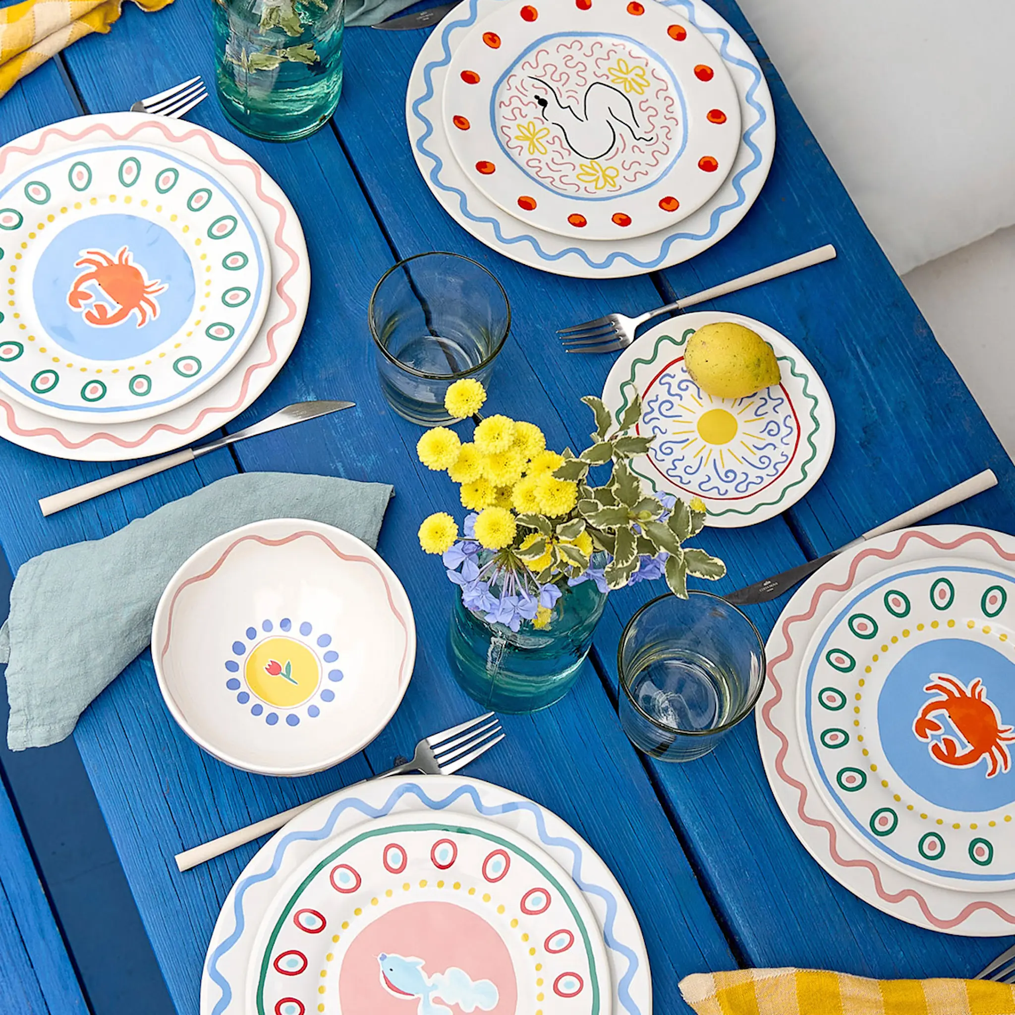 Costa Nova Bliss tallrik flat 22 cm krabba multi