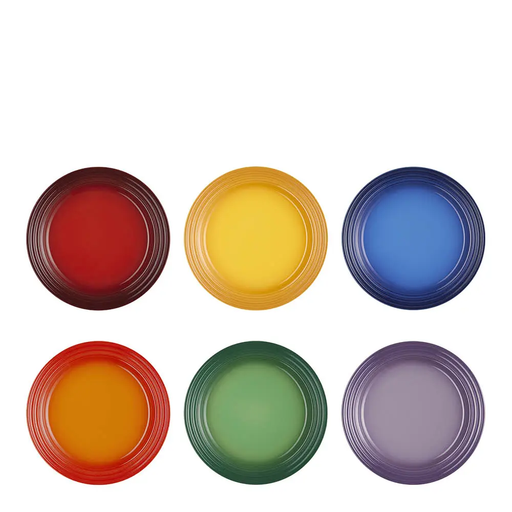 Rainbow aamiaislounaslautanen 22 cm 6 kpl