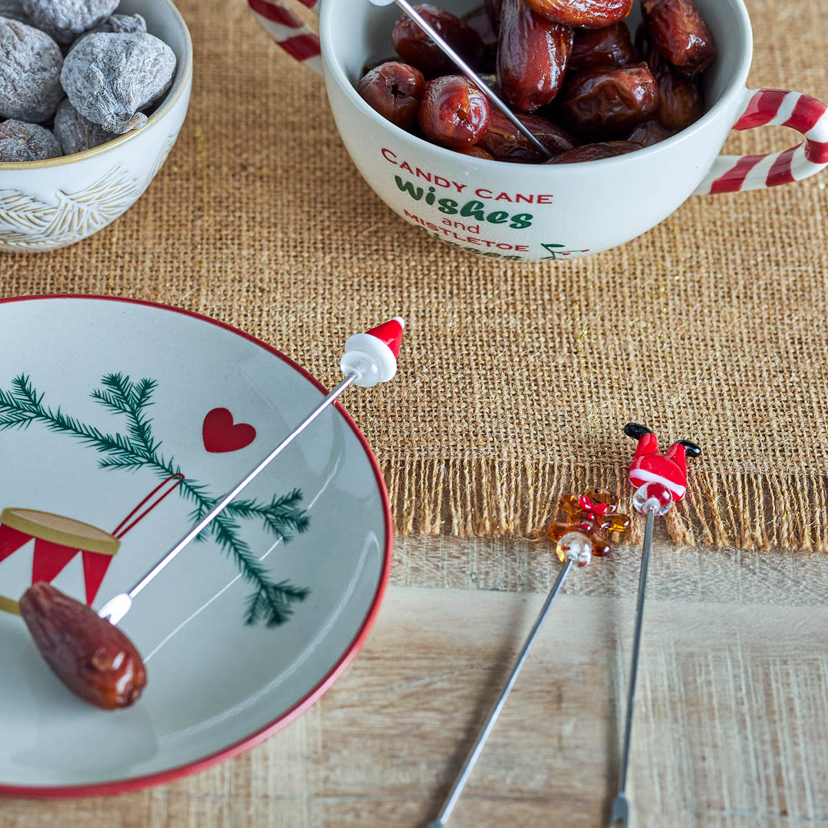 Bloomingville Feliz Cocktailgaffel i glass 4 stk 12 cm julemotiv