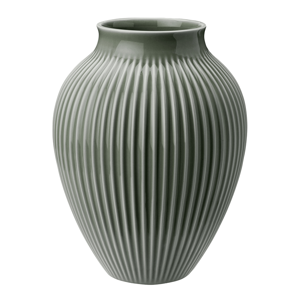 Knabstrup Keramik - Ripple Maljakko 27 cm Celadon Green