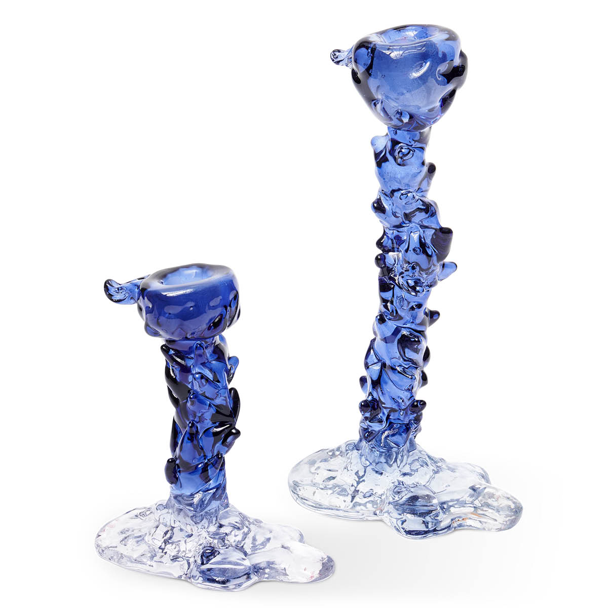 Pols Potten Drip ljusstake i glas S 14 cm mörkblå