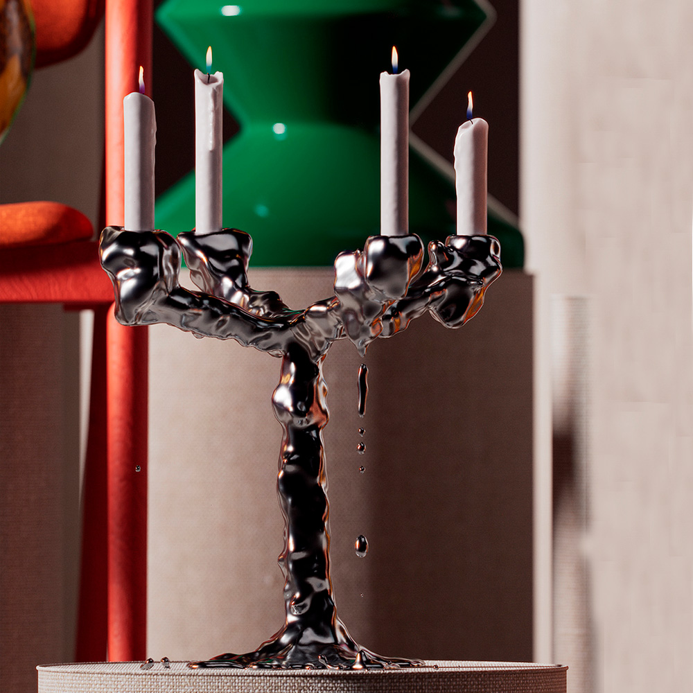 Pols Potten Drip Ljusstake 32 cm Silver