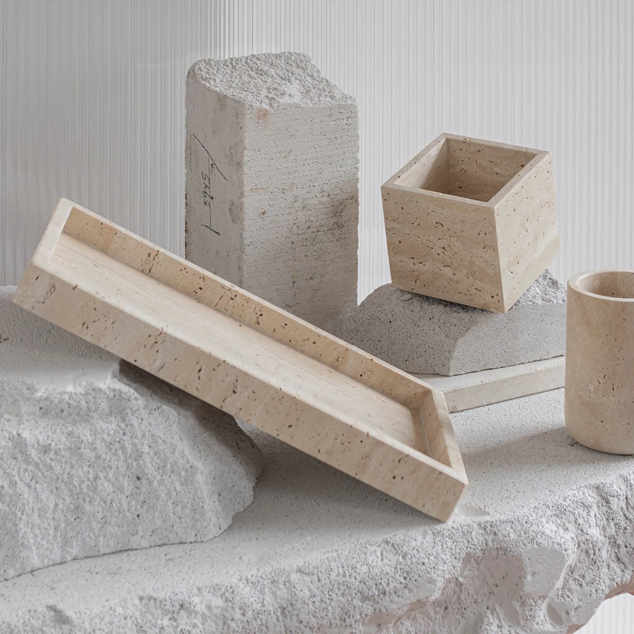 Mette Ditmer Travertine kube 10x10 cm lin