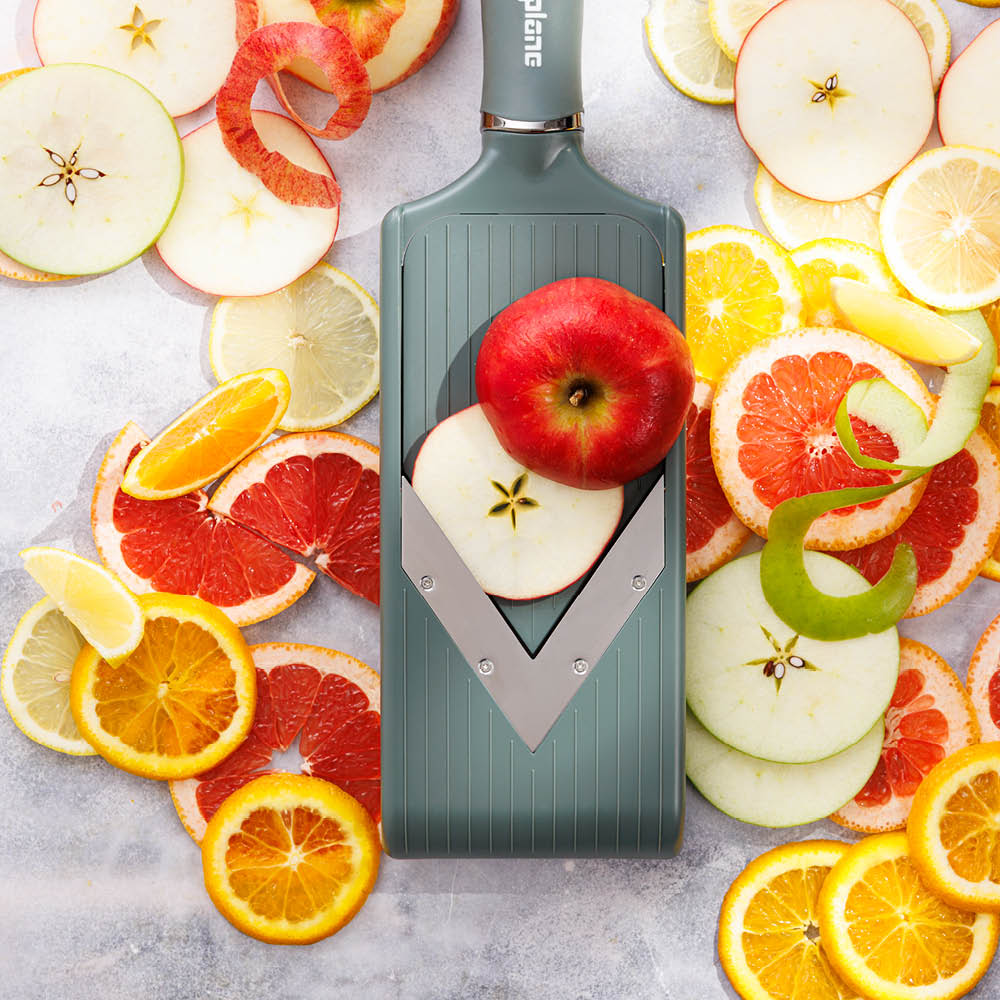 Microplane V-blade mandolin PureCut justerbar eucalyptus