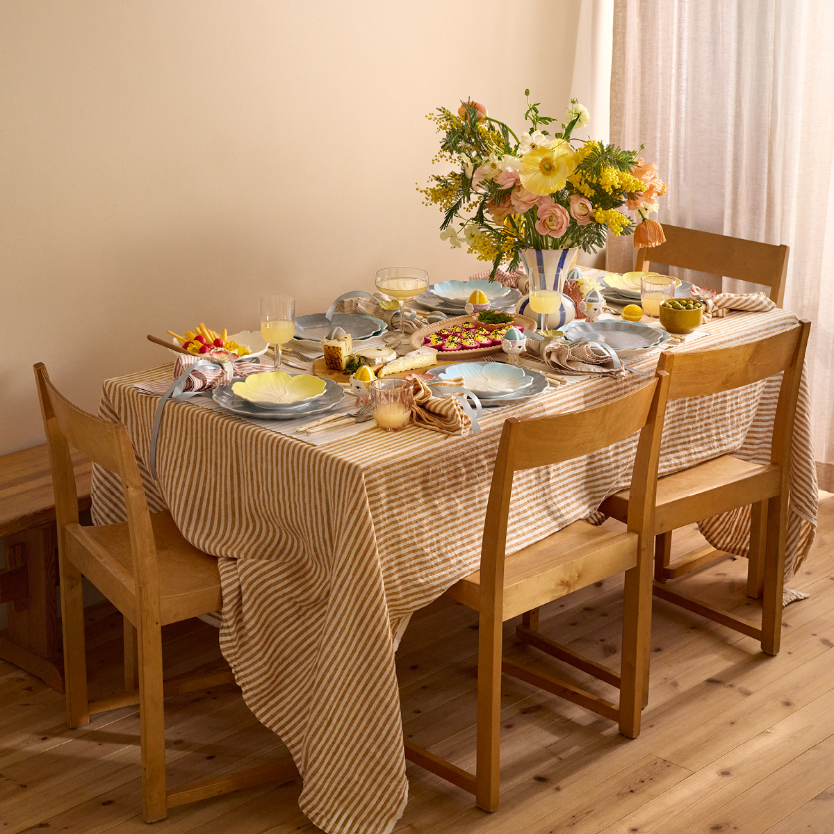 Stiernholm Flora serviettring 6 cm beige/gul