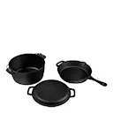 Grytset för eld 3 delar gjutjärn