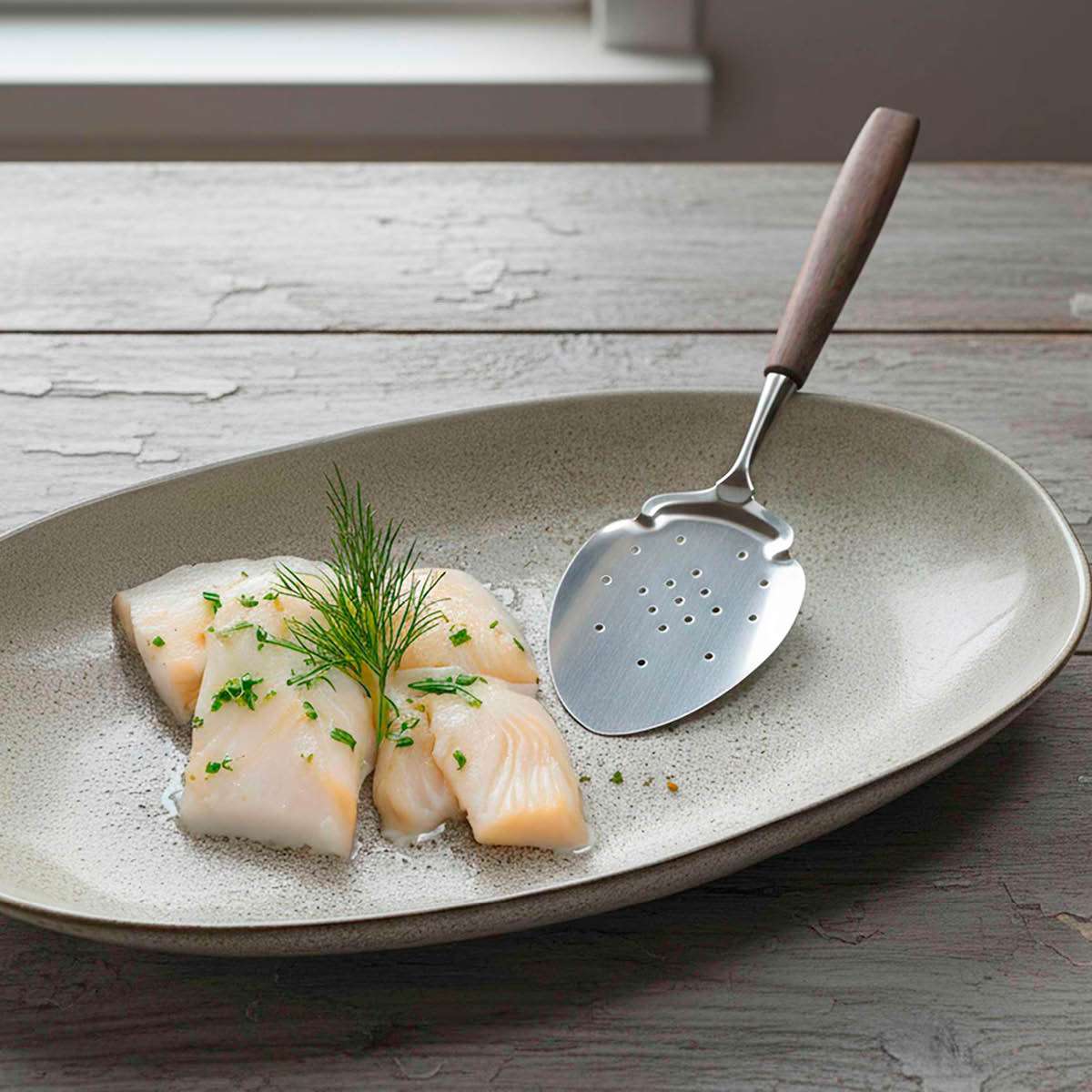 Bjørklund Träskaft fiskspade 24 cm valnöt