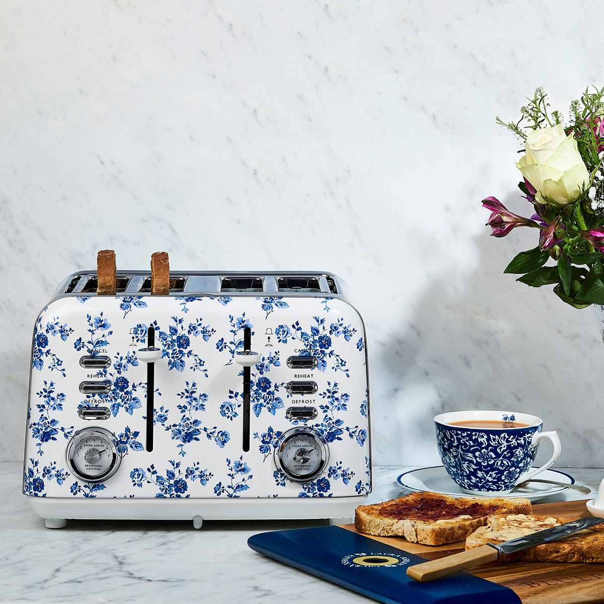 Laura Ashley Brödrost 4-skivor China Rose blå/vit