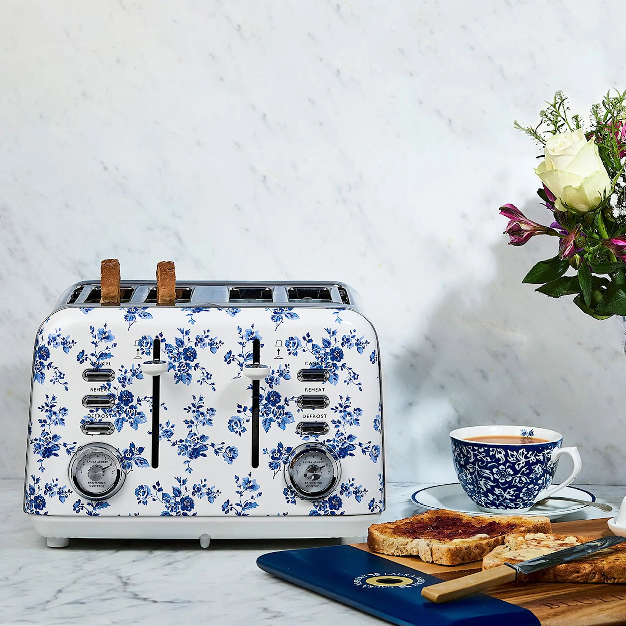 Laura Ashley Brödrost 4-skivor China Rose blå/vit