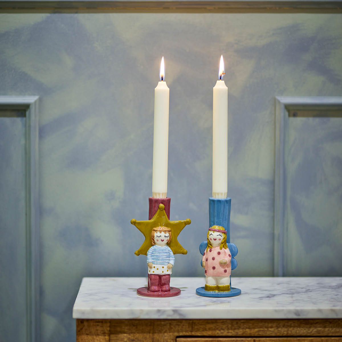 Bloomingville Bisby ljusstake 15 cm 2-pack ängel